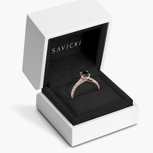 Pierścionek zaręczynowy Share Your Love: różowe złoto, czarny diament